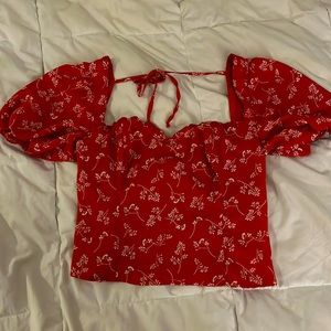 Fun Red Floral Abercrombie Top!
